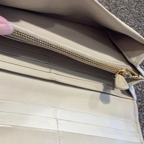 Prada long leather wallet with COA. Cream color. EUC - Picture 8 of 14